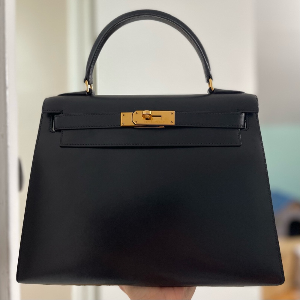 SOLD HERMES Kelly 28 Black Box Calf Ghw
